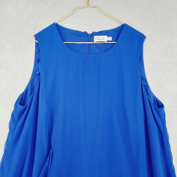 Eliza J Lined Blue Chiffon Ruffle 100% Polyester A Line Mini Dress p3882 - Picture 5 of 10